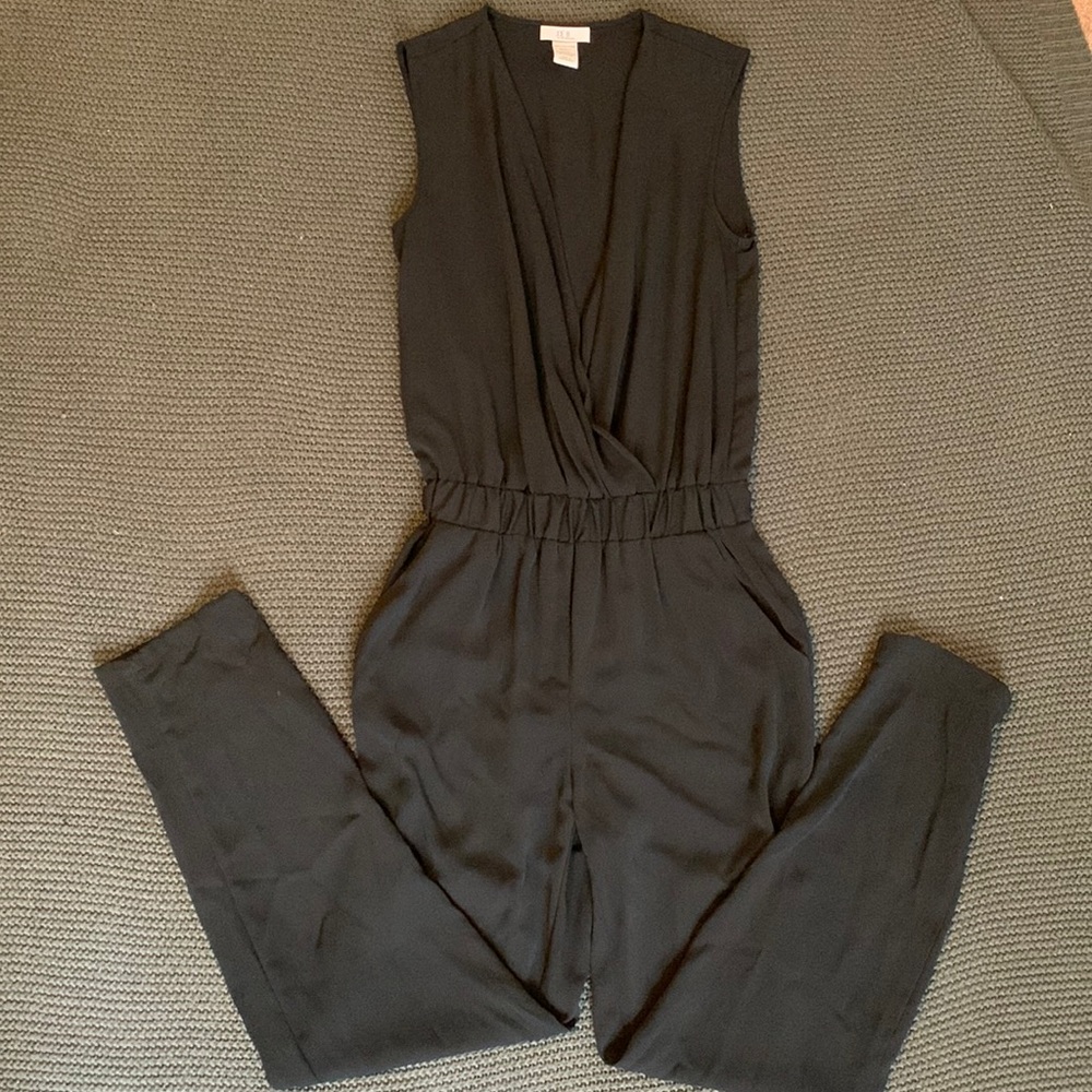 Black Draped V-Neck Romper Joe B
